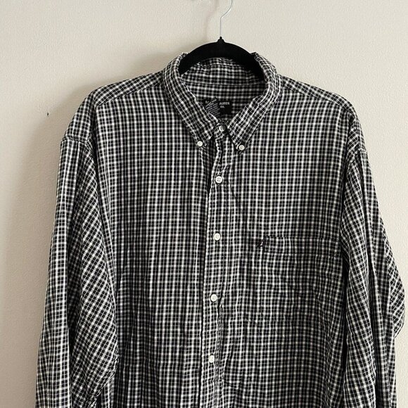 Ralph Lauren Jeans Co Mens SZ XL Black/White Plaid Long Sleeve Button Up Shirt - Picture 4 of 9